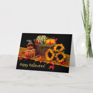 Tarjeta de Feliz Halloween de Bruja de Calabaza  