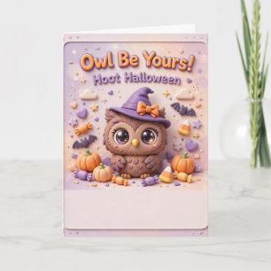 Tarjeta de Feliz Halloween de Búho Adorable - Dive