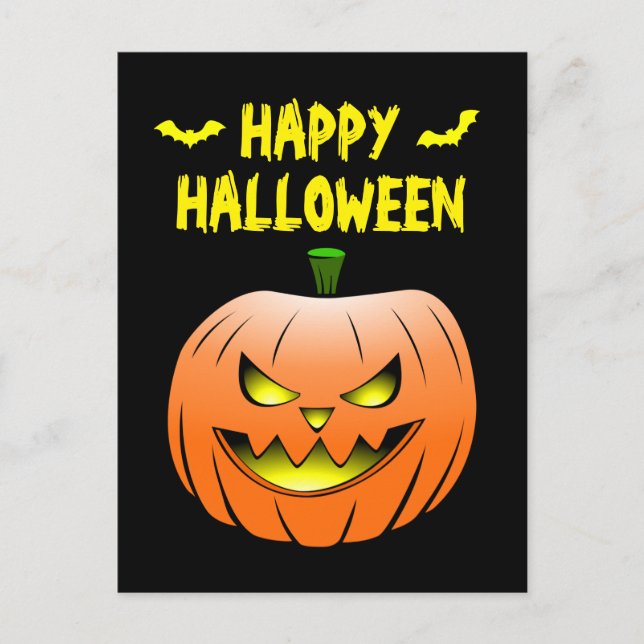 Tarjeta de Feliz Halloween de Calabaza (Anverso)