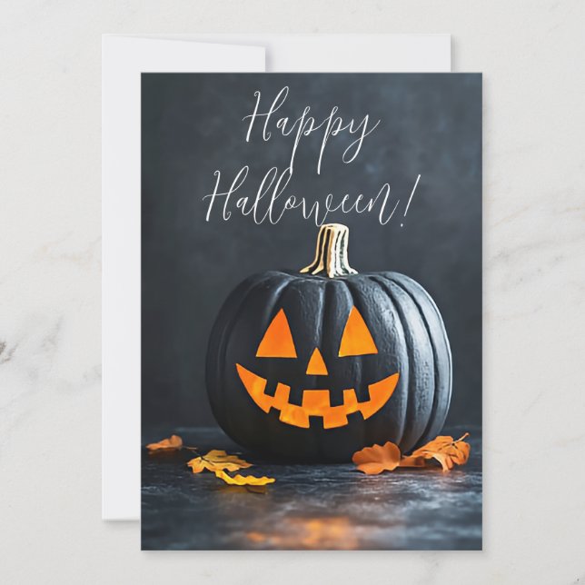 Tarjeta de Feliz Halloween de Calabazas Rústicas (Anverso)