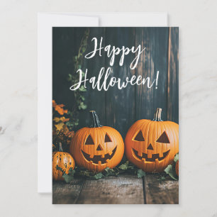 Tarjeta de Feliz Halloween de Calabazas Rústicas