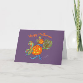 Tarjeta de Feliz Halloween de Dinosaurio