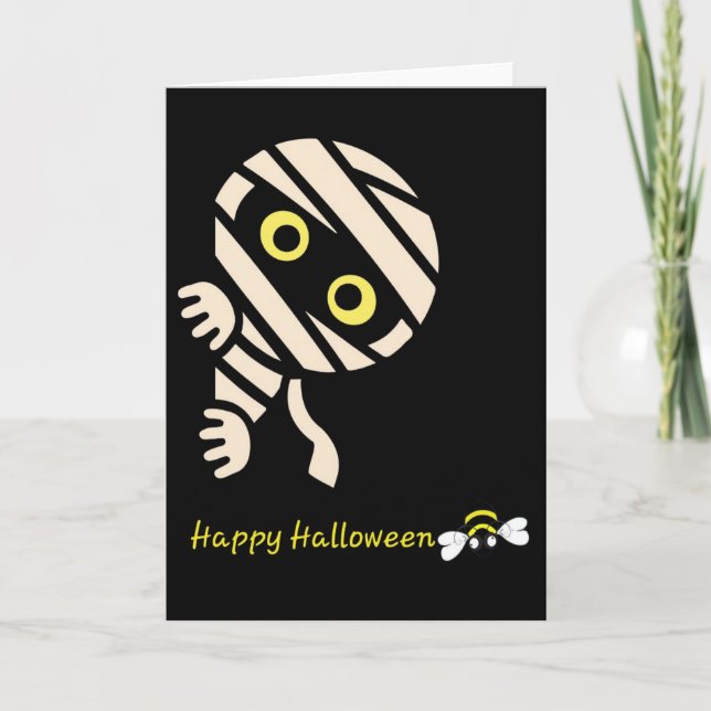 Tarjeta de "Feliz Halloween" de Mamá Abeja (interi (Anverso)