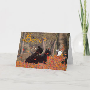 Tarjeta de Feliz Halloween de Terrier Escocés