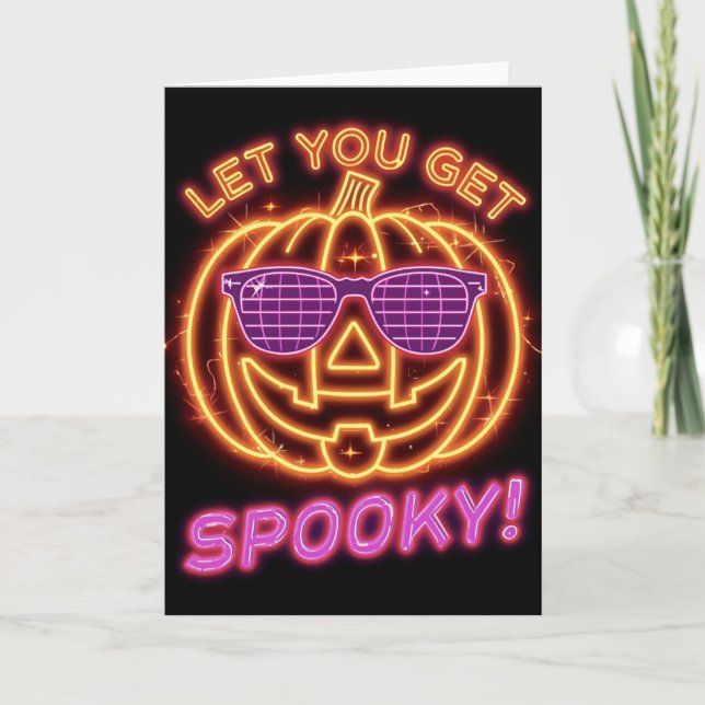 Tarjeta de Feliz Halloween Disco Calabaza Retro –  (Anverso)