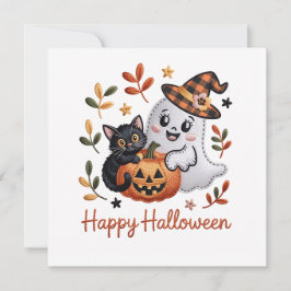 Tarjeta de Feliz Halloween Encantadora – Embr Dibu