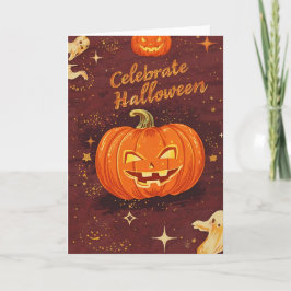 Tarjeta de Feliz Halloween Retro – Celebra Hallowe