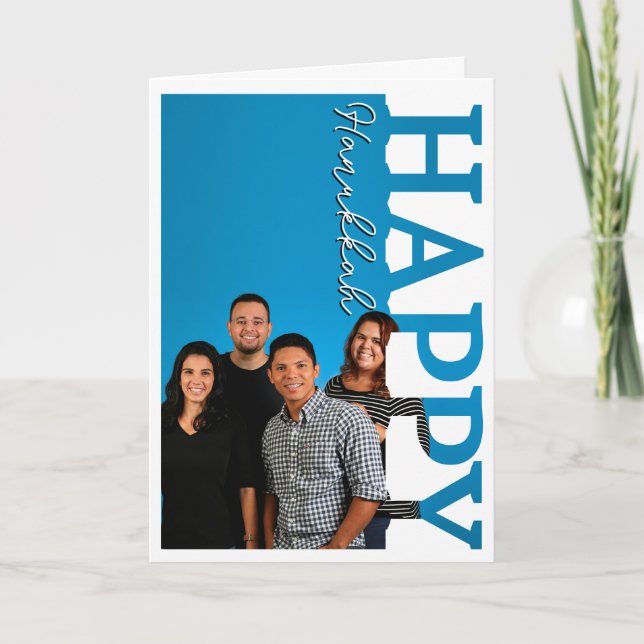 Tarjeta de Feliz Hanukkah con Foto Personalizada (Anverso)
