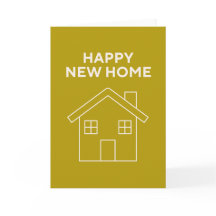 Tarjeta de Feliz Hogar Nuevo - Fondo Mostaza