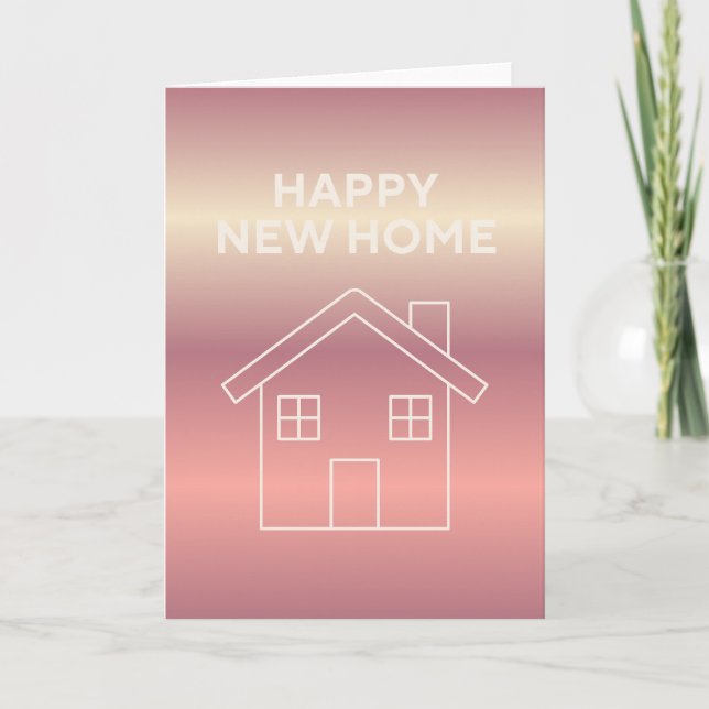 Tarjeta de Feliz Hogar Nuevo - Gradiente Rosa (Anverso)