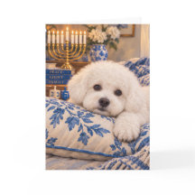 Tarjeta de Feliz Janucá de Bichon Frise