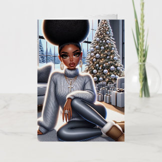 Tarjeta de Feliz Navidad Afroamericana