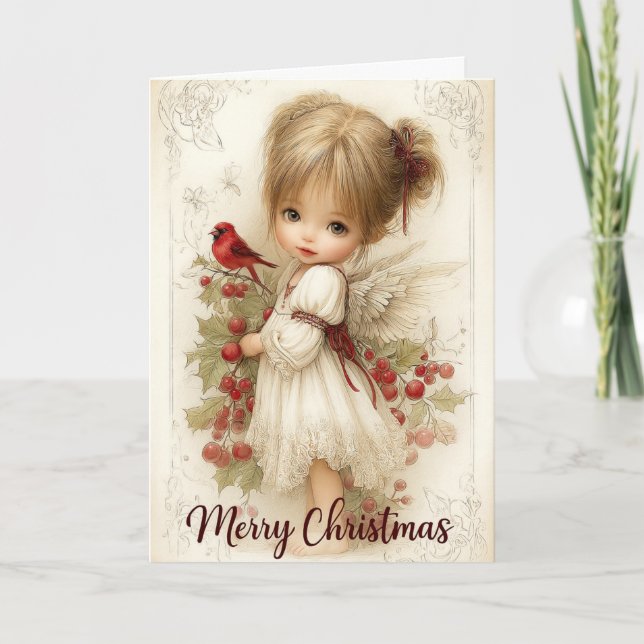 Tarjeta de Feliz Navidad Angelical (Anverso)