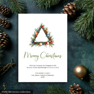 Tarjeta de Feliz Navidad Bohemio Moderno con Acuar