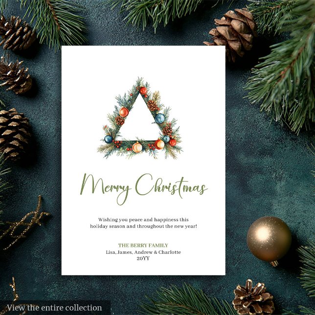 Tarjeta de Feliz Navidad Bohemio Moderno con Acuar (Modern Boho Watercolor Rustic Christmas Greeting Holiday Card)