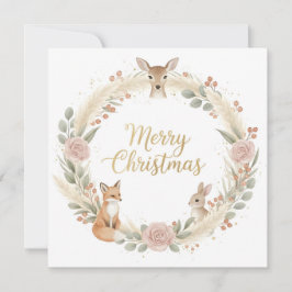 Tarjeta de Feliz Navidad Boho del Bosque