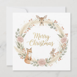 Tarjeta de Feliz Navidad Boho del Bosque