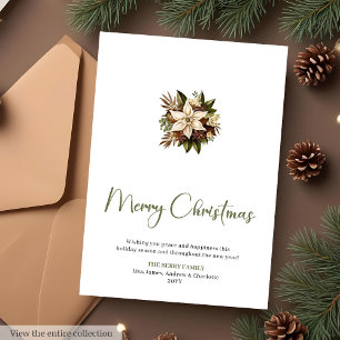 Tarjeta de Feliz Navidad Botánica en Acuarela Pers