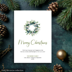 Tarjeta de Feliz Navidad Botánico Boho Sencillo Rú