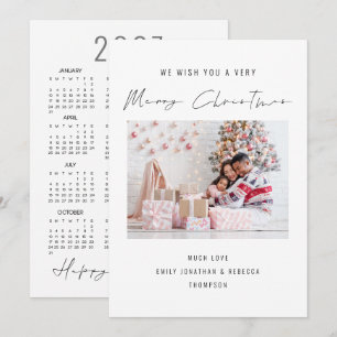 Tarjeta de Feliz Navidad Calendario 2027 Foto Eleg
