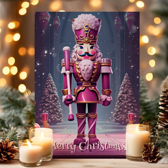 Tarjeta de Feliz Navidad Cascanueces Rosa (Subido por el creador)