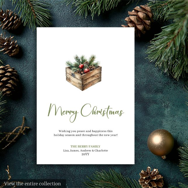 Tarjeta de Feliz Navidad Chic Boho Botánico Escand (Chic Boho Botanical Scandinavian Xmas Greeting Holiday Card)