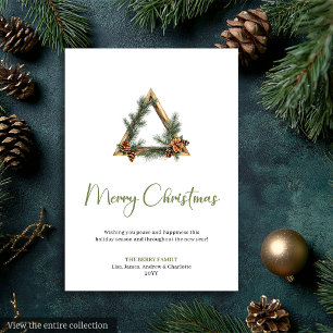 Tarjeta de Feliz Navidad Chic Boho Rústica Neutra