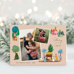 Tarjeta de Feliz Navidad con 2 Fotos de Escena de 