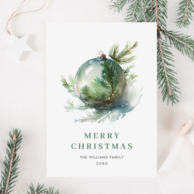 Tarjeta de Feliz Navidad con Adorno de Acuarela El (Subido por el creador)