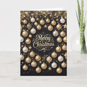 Tarjeta de Feliz Navidad con Adorno de Oro Negro