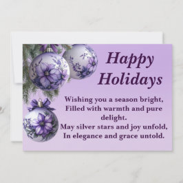 Tarjeta de Feliz Navidad con Adorno Morado Elegant