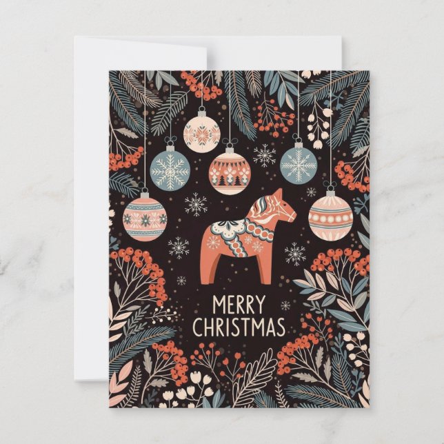 Tarjeta de Feliz Navidad con Adornos (Anverso)