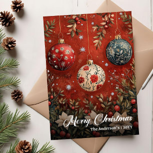 Tarjeta de Feliz Navidad con Adornos Navideños Vin