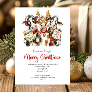 Tarjeta de Feliz Navidad con Animales Divertidos y