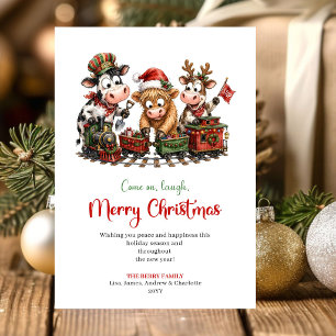 Tarjeta de Feliz Navidad con Animales Divertidos y