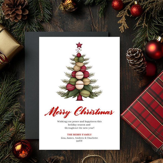 Tarjeta de Feliz Navidad con Árbol de Diseño Capri (Designer Whimsical Christmas Tree Greeting Card)