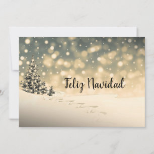 Tarjeta de Feliz Navidad con árbol de hoja perenne