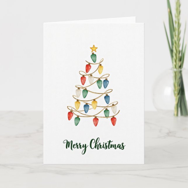 Tarjeta de Feliz Navidad con Árbol de Luces (Anverso)
