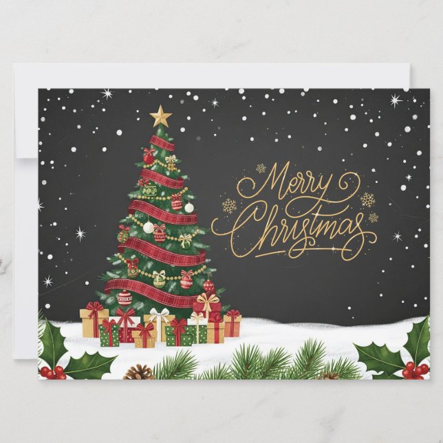 tarjeta de Feliz Navidad con árbol de Navidad (Anverso)