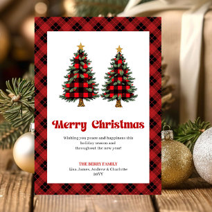 Tarjeta de Feliz Navidad con árbol de Navidad a cu