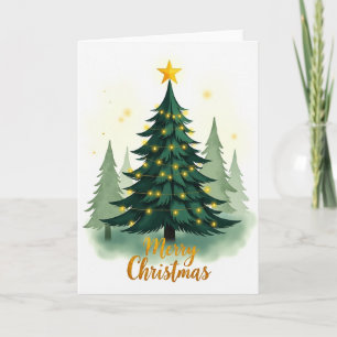 Tarjeta de Feliz Navidad con Árbol de Navidad al A