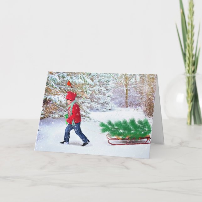 Tarjeta de Feliz Navidad con Árbol de Navidad en C (Anverso)