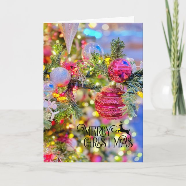 Tarjeta de Feliz Navidad con Árbol de Navidad Pers (Anverso)