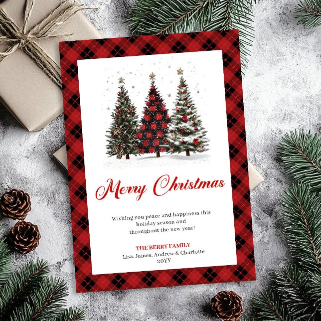 Tarjeta de Feliz Navidad con Árbol de Patrón de Le (Elegant Leopard Pattern Christmas Tree Greeting Card)