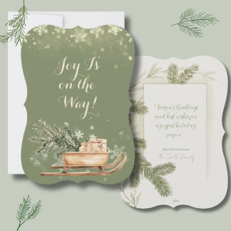 Tarjeta de Feliz Navidad con Árbol de Pino en Coch