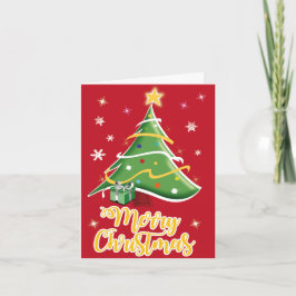 Tarjeta de Feliz Navidad con Árbol Festivo