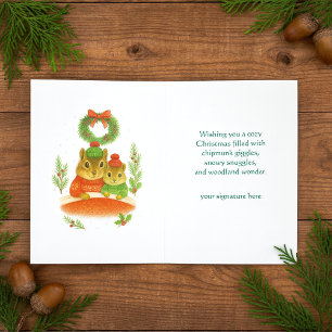 Tarjeta de Feliz Navidad con Ardilla Caprichosa