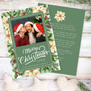Tarjeta de Feliz Navidad con Botánica Vintage