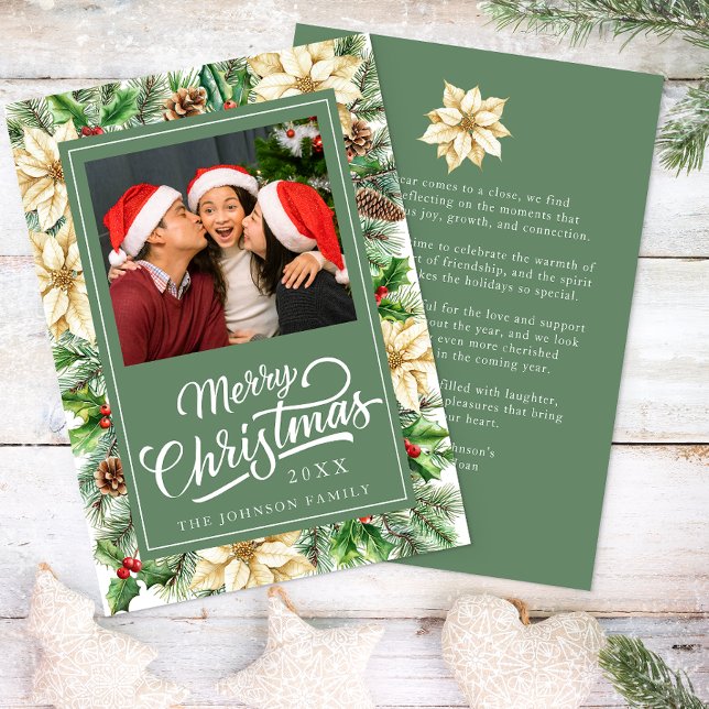 Tarjeta de Feliz Navidad con Botánica Vintage (Photo Christmas Card)