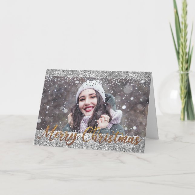 Tarjeta de Feliz Navidad con Brillo (Anverso)